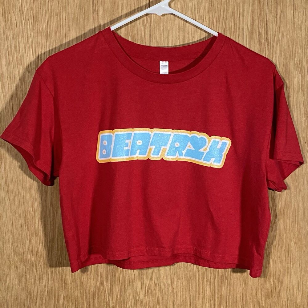 Ascolour Women’s Sz S Red Crop T-Shirt Top Beatrix Festival Rave Retro 70's